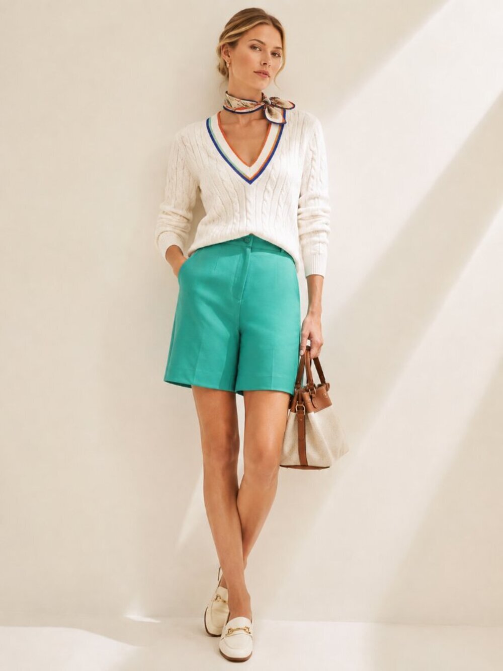 MISSONI SPORT 6" Inseam Seafoam Green Preppy Trouser Shorts Hamptons Old Money